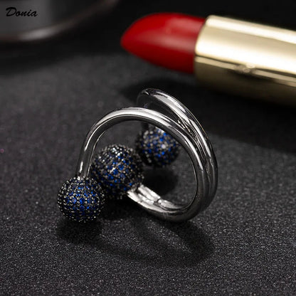 Donia jewelry New Fashion European and American Exaggerated Luxury Ladies Party Ring Copper Micro Inlaid AAA Zircon Ring