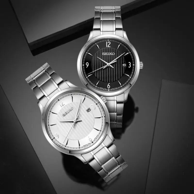 SEIKO Series Silver Men's Quartz Watches.