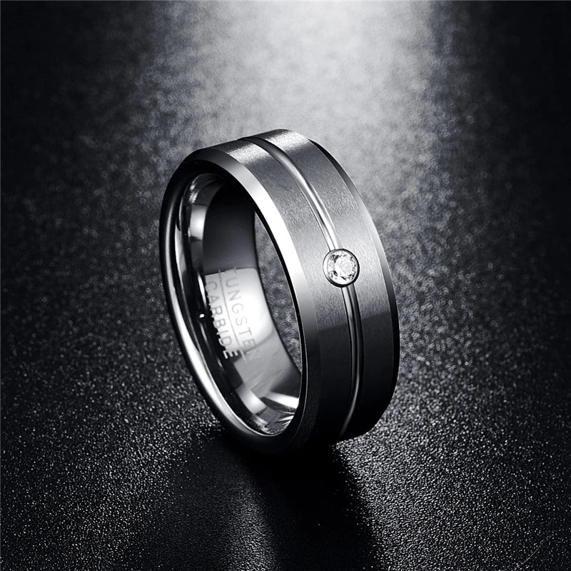 Tungsten Carbide Ring Classic Men Ring Faceted Wedding Bands Men's Jewelry Anillos Para Hombres