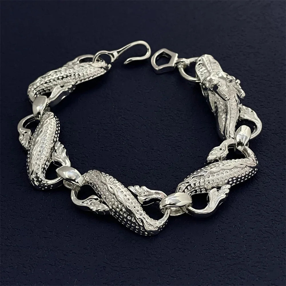 Silver Bracelet White Dragon Classic Men's Fashion