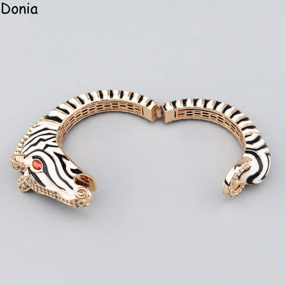 Donia Jewelry European and American fashion zebra titanium steel micro-set zircon animal luxury bracelet