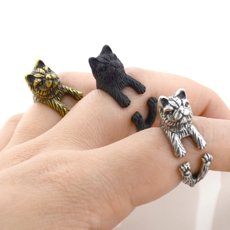 Vintage Pet Cat Ring Animal Design.