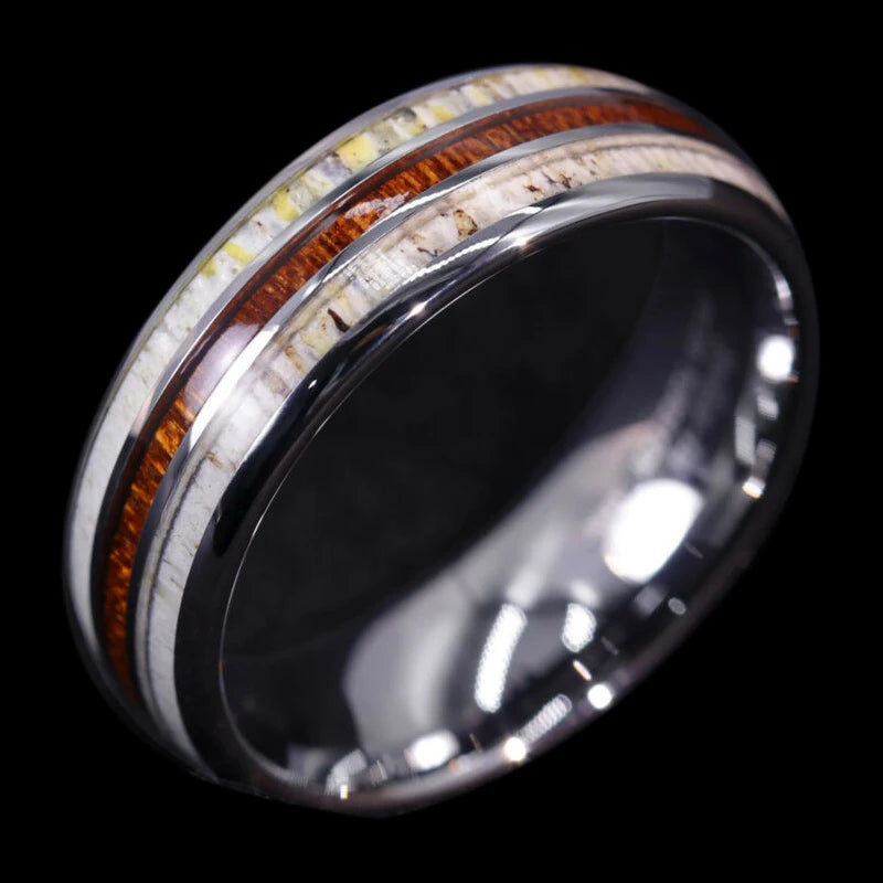 Trendy Wood Grain Stainless Steel Rings for Men Accessories Anniversary Party Gift Wedding Band Fashion Men Rings