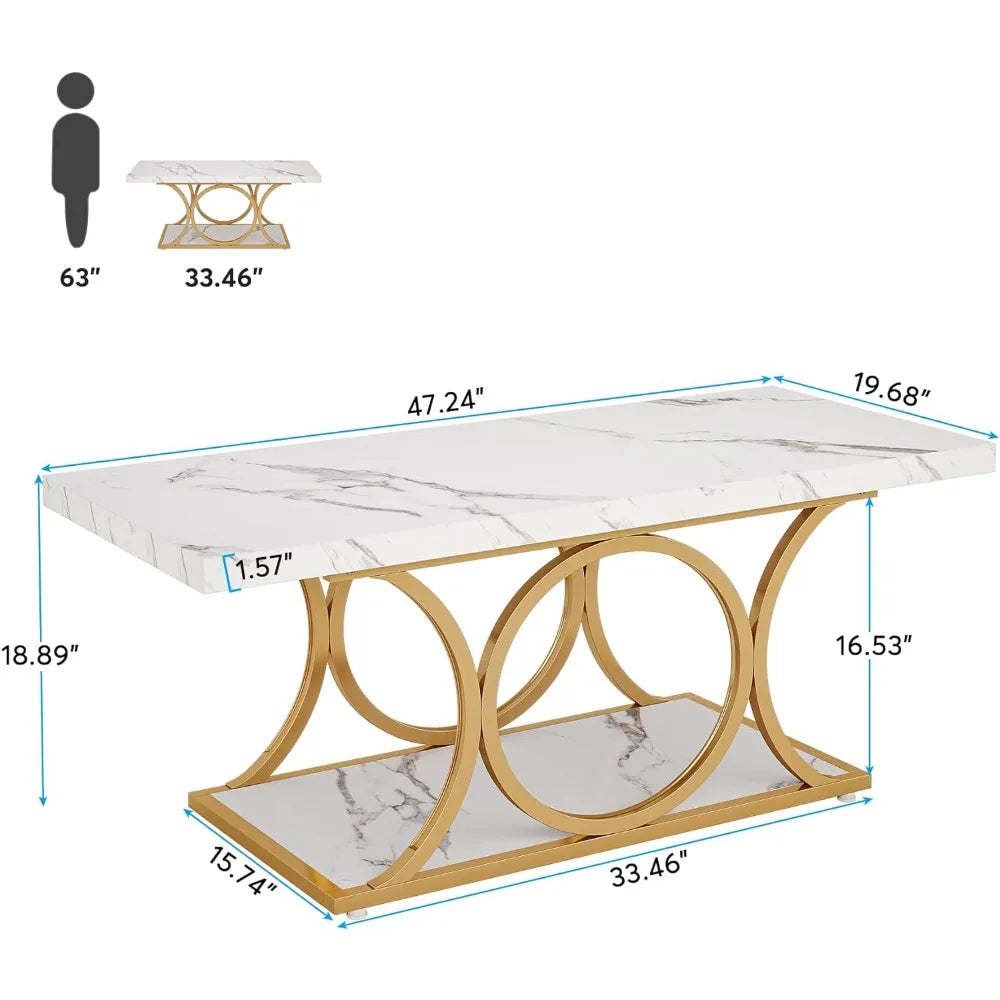 Rectangle Coffee Table - Modern Elegance with Storage Shelf.