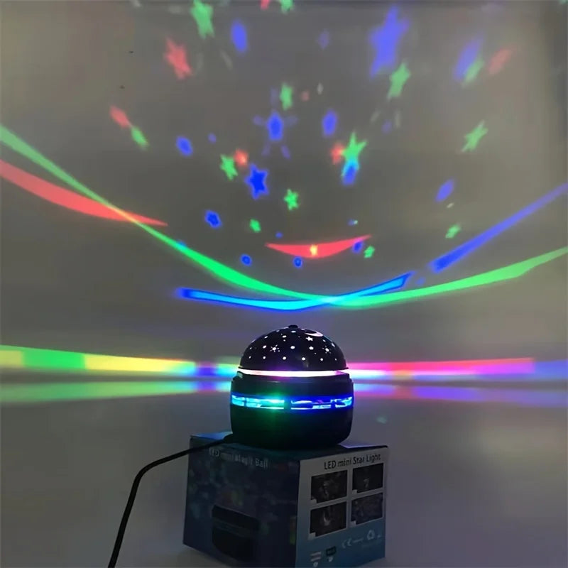 Star Projector Lamp USB Powered Colorful Rotating Magical Ball Light.