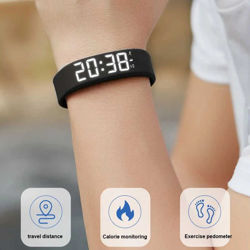 Smart sports bracelet with vibrating alarm clock.