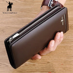 WILLIAMPOLO Men Wallet Long Style High Quality Card Holder Male Purse Zipper Large Capacity Brand Cowhide Leather Wallet For Men