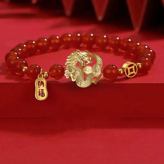 Chinese Year of Dragon Bracelet Lucky Red Bead