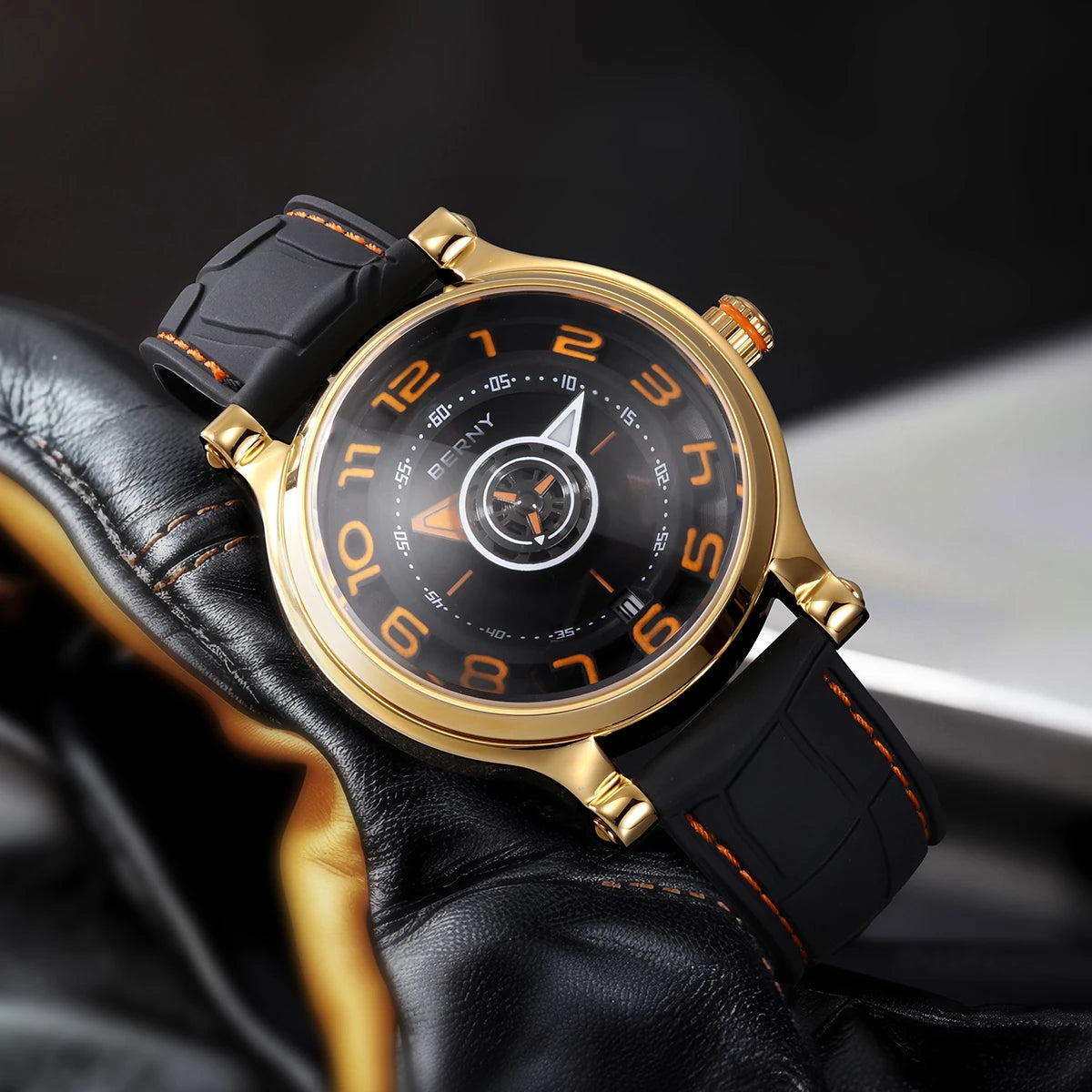 BERNY Mechanical Men's Wristwatch with Sapphire, Movement.