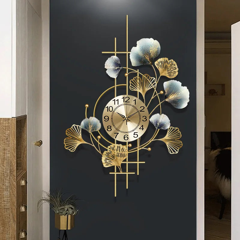 Gold Leaf Ginkgo Biloba Wall Clocks.