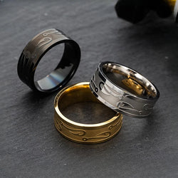 CHUANGCHENG Simple and Personalized Fishing Hook Pattern Stainless Steel Men's Rings Size 6-13