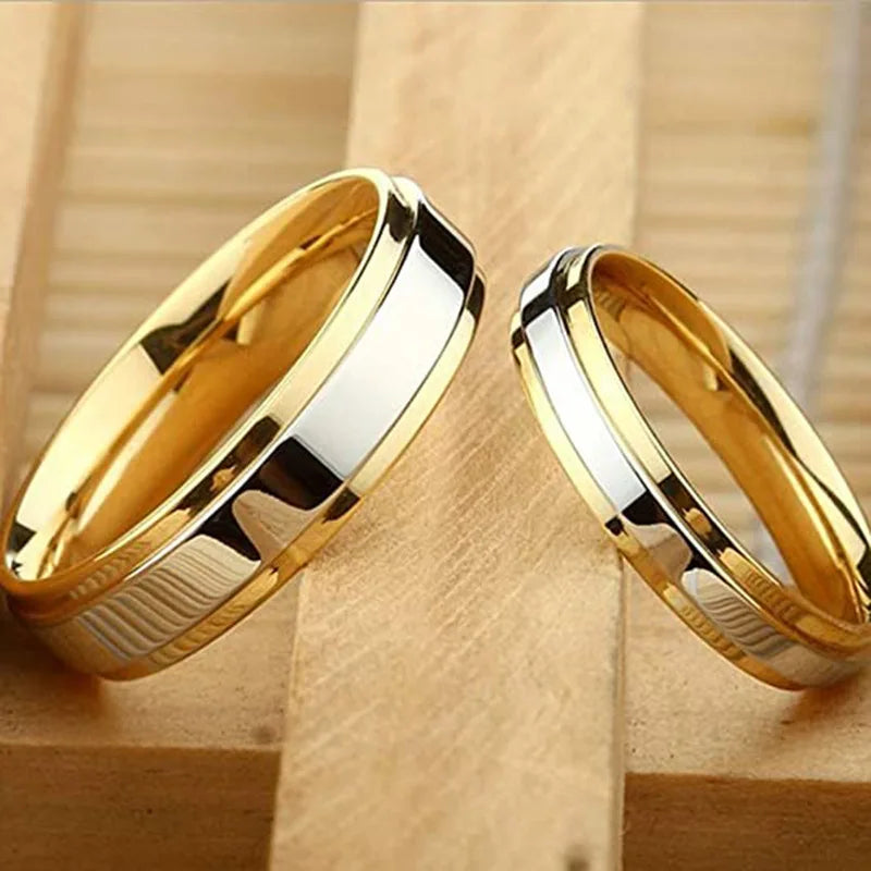 Luxury Design Stainless Steel Couple Rings Simple Engagement Wedding Rings Exquisite Promise Ring Romantic Valentine&