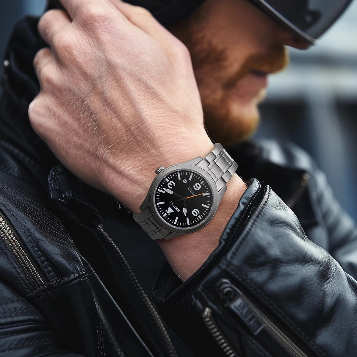 BERNY Pilot Titanium Automatic Watch for Men.