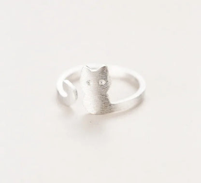 Silver Cat Ring For Fashion Women Jewelry.