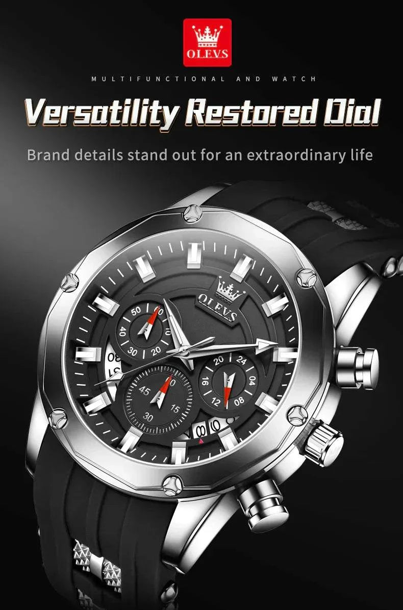 OLEVS 9991 Fashion Sport Quartz Watch For Men 45mm Big Dial Chronograph Date Hand Clock Waterproof Original Man Watches 2024