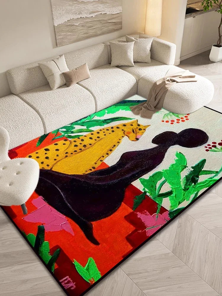 Nordic Leopard Print Living Room Carpet Fashion Bedroom Bedside Soft Floor Mat Cloakroom Leisure Area Plush Rug Ковер Tapis 러그