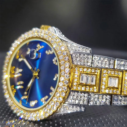 New Luxury Diamond Men Watch Iced Out Stainless.