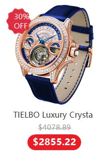 TIELBO Luxury Crystal Diamond Automatic Tourbillon Movement Man Watch