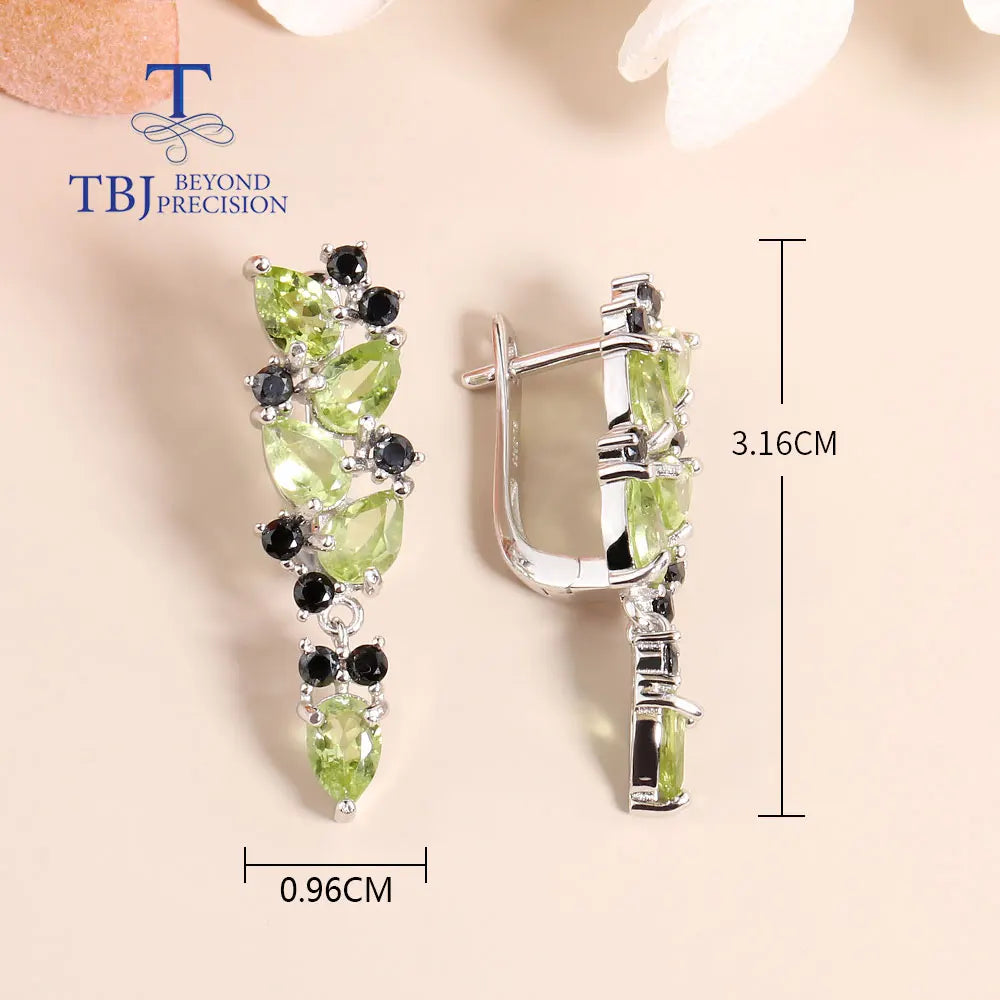 Fashion Peridot Jewelry set natural Gemstone Earring Ring 925 steling siver fine jewelry for women nice gift