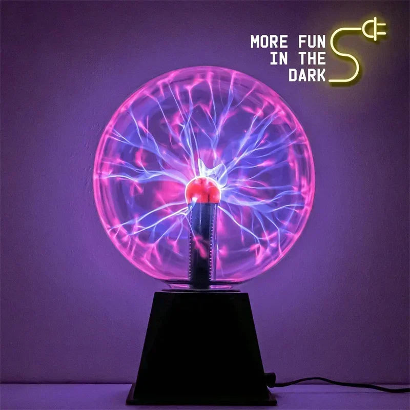 8-inch sound control magic plasma ball lamp LED with neon light effects, powered by 220V EU voltage, creating fun in the dark room