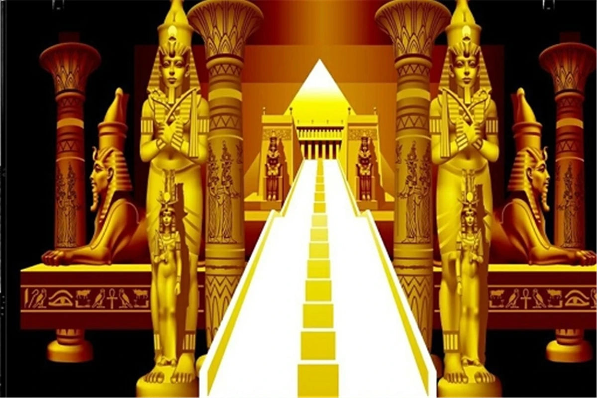 Golden Egypt Temple Photography Backdrop Palace