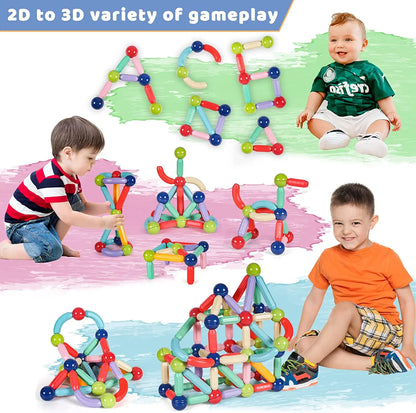 Magnetic Building Sticks Blocks Kids Toys Montessori Stem Educational Construction Set Toys For Toddler Christmas Gift