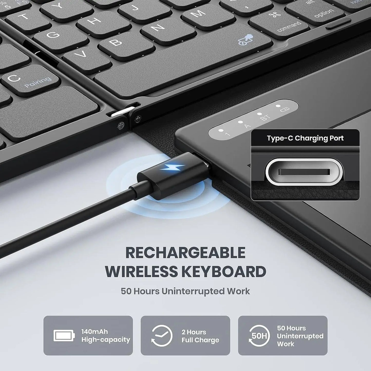 Portable Full Size Folding Keyboard with Touchpad.