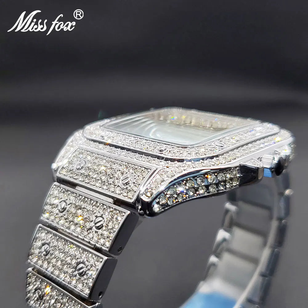 Iced Out Watch For Women Men Bling Bling Bracelet Diamond Quartz Watches Waterproof Unisex Stylish Luxury Couple Gift For Lover