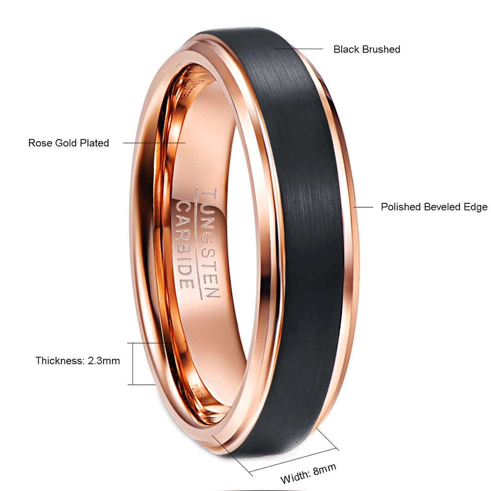 Rose Gold Plated Tungsten Carbide Rings.