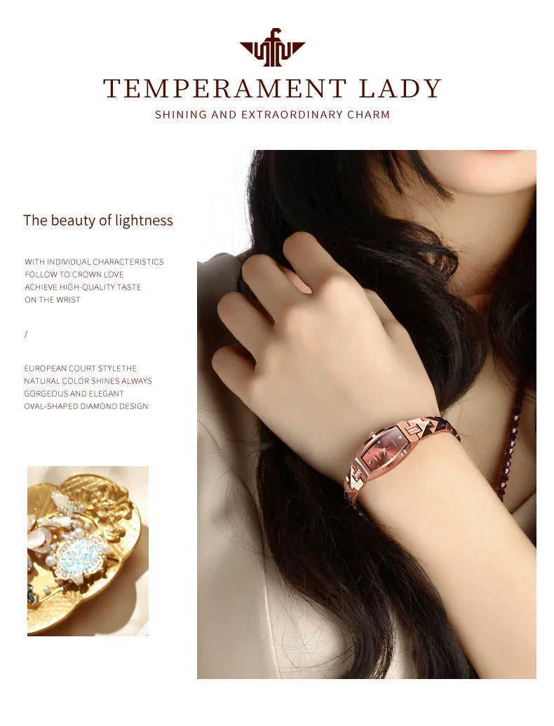 OUPINKE Luxury Brand Women Watches Tungsten Steel Strip Swiss Movement Diamond Inlay Watch for Lady Waterproof Fashion Sapphire