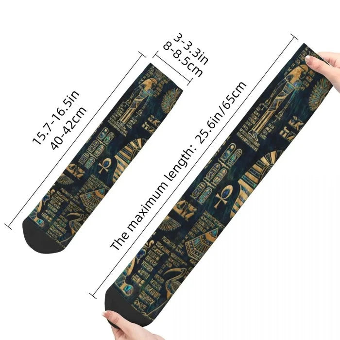 Egyptian Hieroglyphs And Deities Socks Men Women's Egypt Pharaoh.