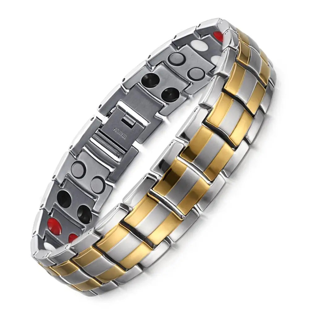 WelMag Stainless Steel Magnetic Bracelets For Men Relief Arthritis Pain Health Jewerly 4 Elements Decorative Accessories 2024