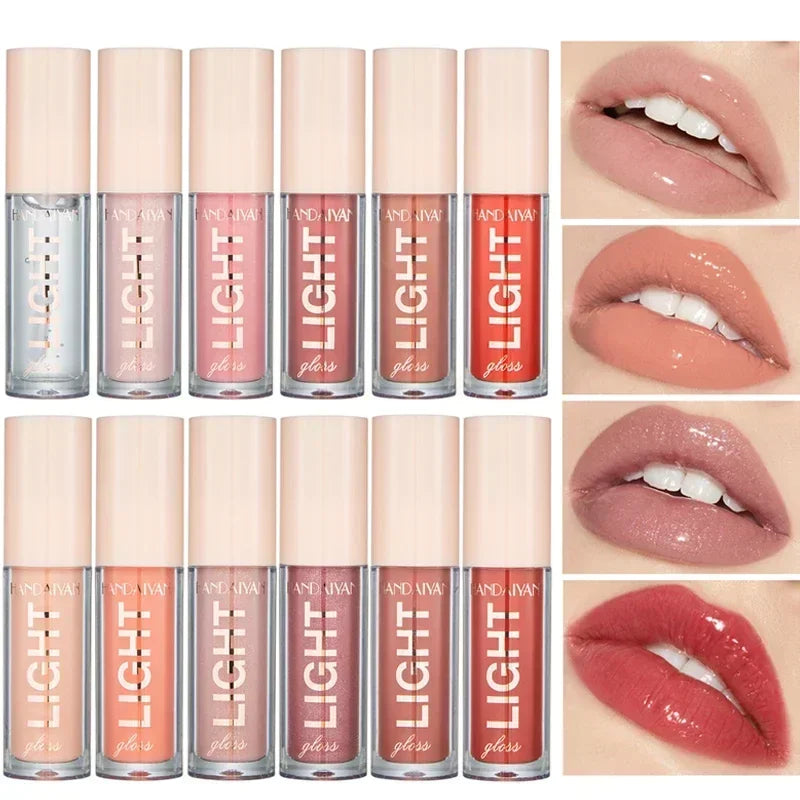 12 Colors Mirror Pearl Lip Gloss Waterproof Long Lasting.