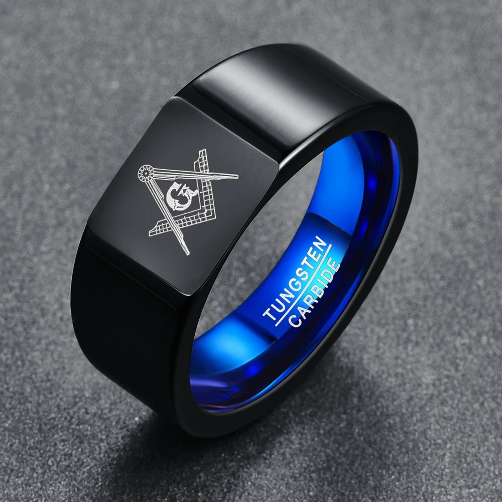 Tungsten carbide ring, Geometric design, Statement jewelry, Modern ring, Unique pattern, Durable material, Fashion accessory, Contemporary style, Men's ring, Women's ring, Wedding band, Bold design, High-quality craftsmanship, Scratch-resistant, Sleek finish,