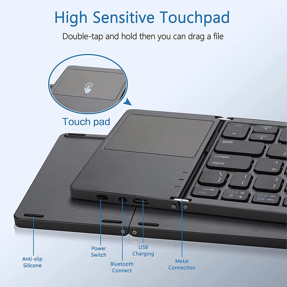 New Portable Mini Three Folding Bluetooth Keyboard.