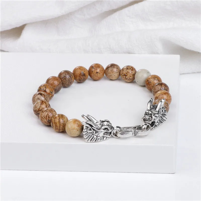 Metal Dragon Charm Beaded Bracelet Fashion