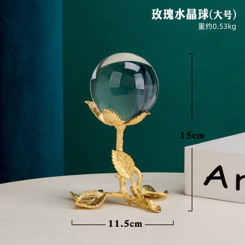 Nordic Luxurious Artware Metal Crystal Ball Furnishings Living Room Office Desktop Decoration Ornaments Crafts Home Furnishings