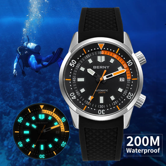 BERNY Men's Dive Watch waterproof automatic.