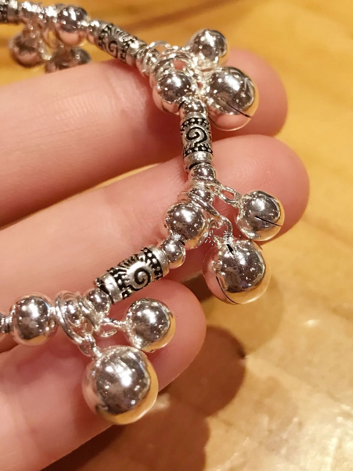 BOCAI Original Real S925 Silver Jewelry Fashionable Lovely Exquisite Bell Silver Bead Women's Bracelet