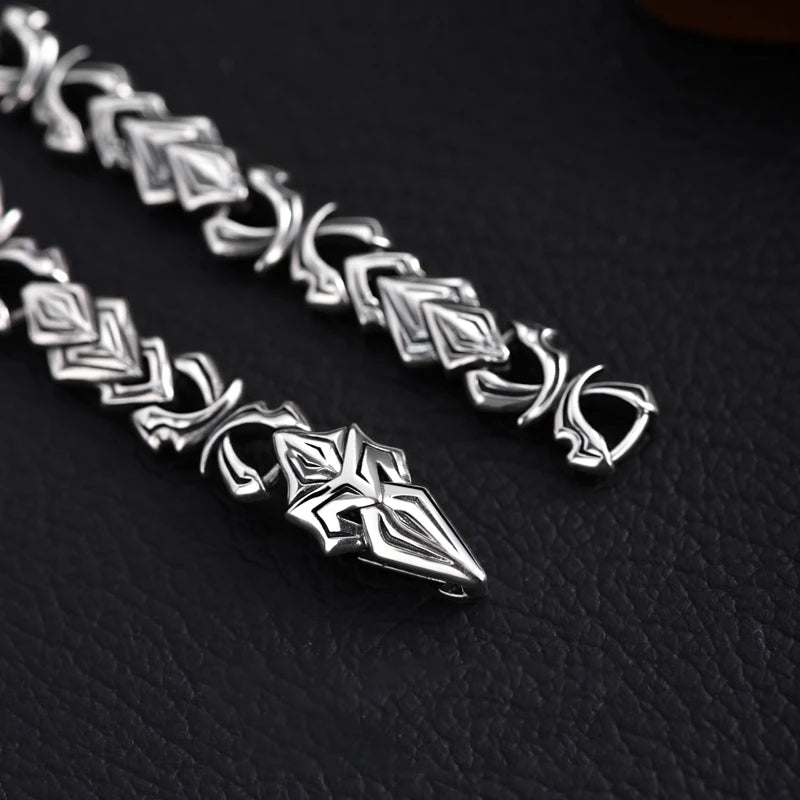 Silver Bracelet, Dragon Knight Retro Niche Design.