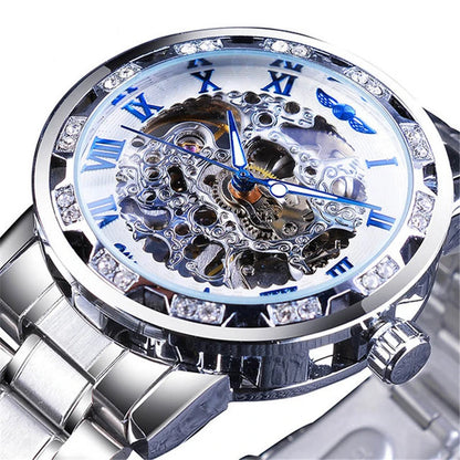 Diamond Mechanical Watch Luminous Gear Movement.