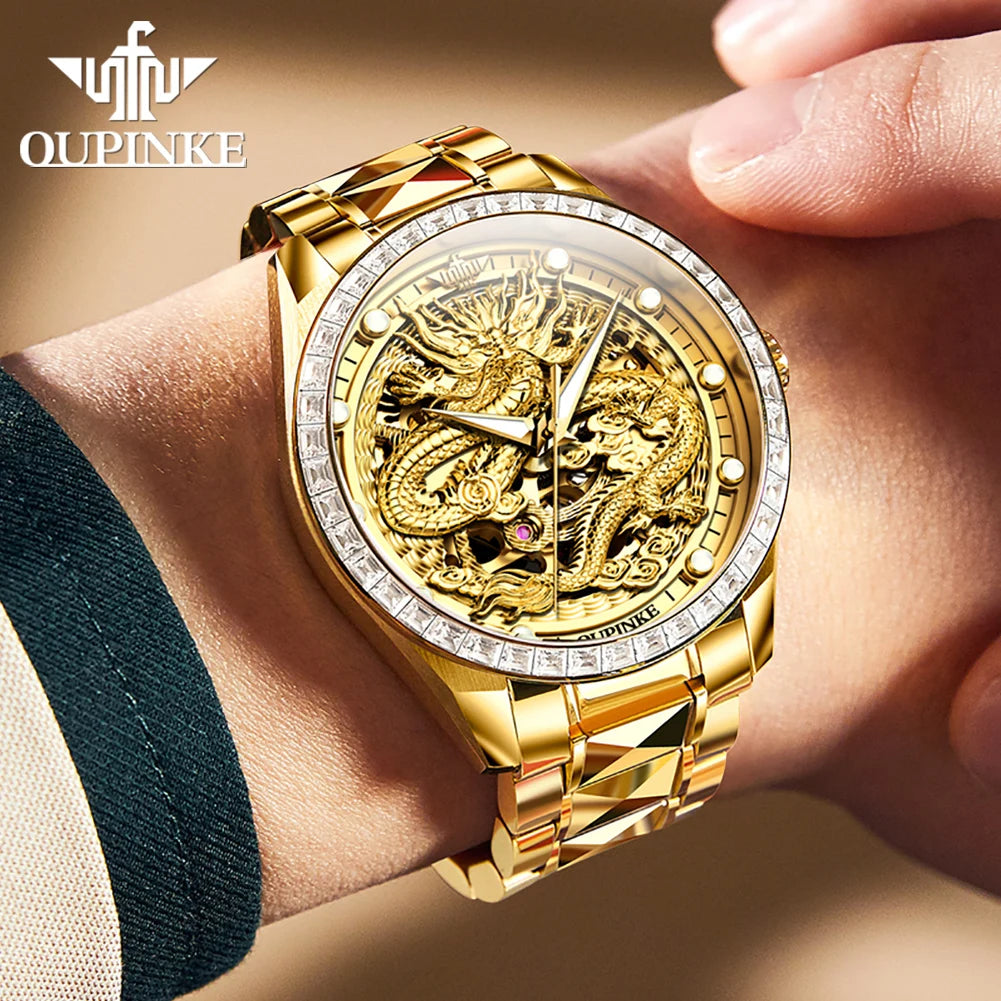 OUPINKE 3276 Golden Wristwatch for Men.