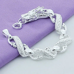 Silver White Chinese Dragon Chain Bracelet.