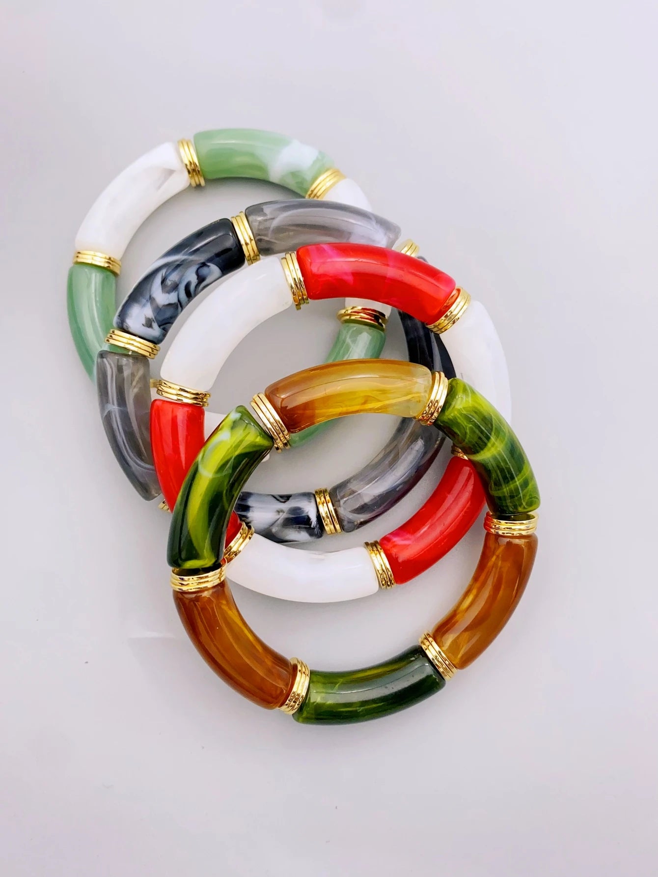 Colorful Acrylic Tube Stretch Bracelet for Women, Fashion Stylish Bangle Jewelry Couple Bangles Gift Jewelry