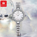 OLEVS Luxury Women Watches Bracelet Silver White.