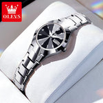 OLEVS Luxury Tungsten Steel Silver Bracelet Quartz Watch for Women Waterproof Week Date Woman Wristwatch Elegant Ladies Clock