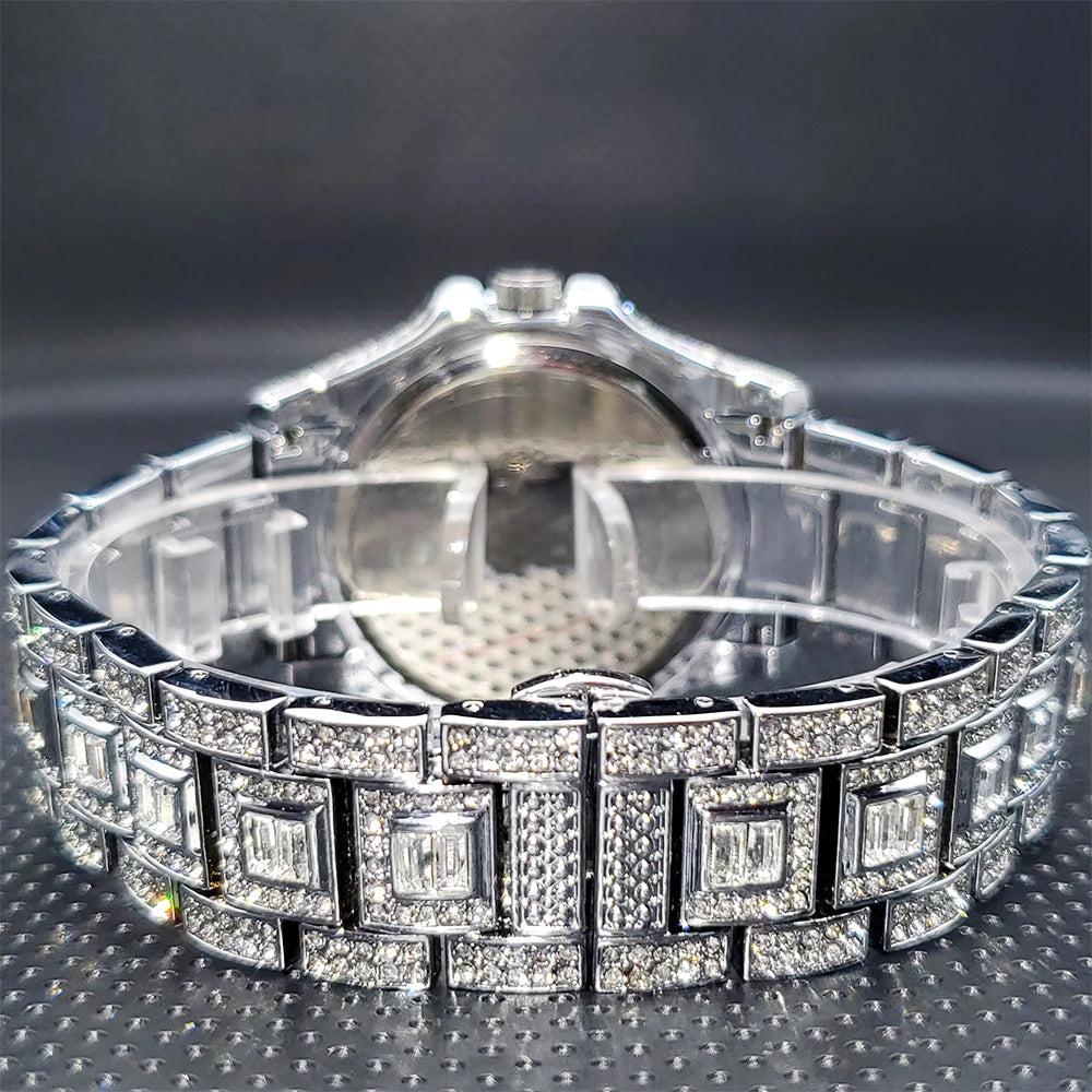 New Luxury Diamond Men Watch Iced Out Stainless.