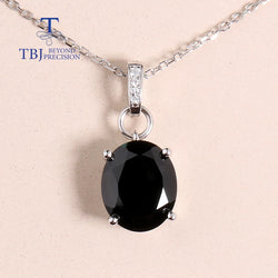 Simple design natural black spinel pendant necklace 925 sterling silver women fine jewelry festival daily wear gift