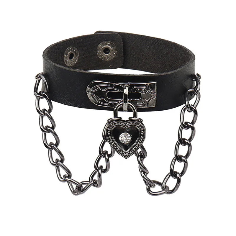 Gothic Spike Bracelet Adjustable Punk Rock Bracelet Black Studded Faux Leather Bracelet for Men Women Gift