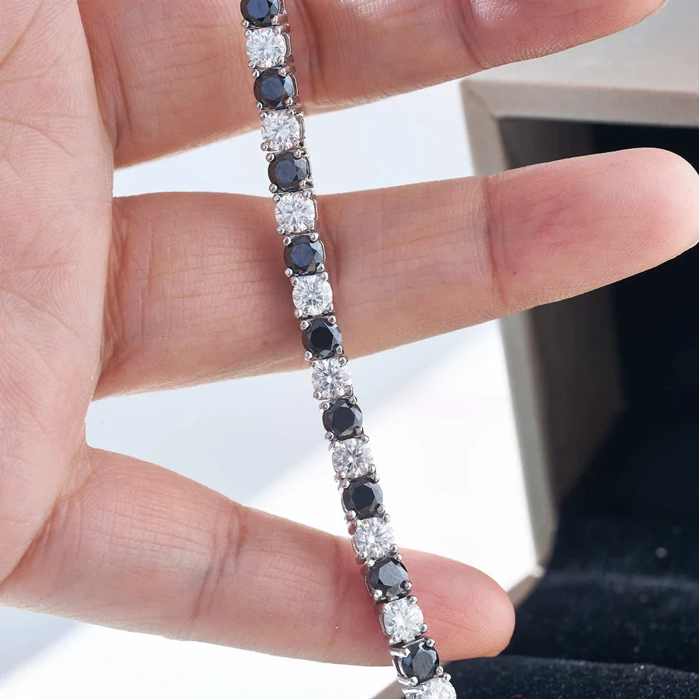 Black White Full Moissanite Bracelets for unisex.